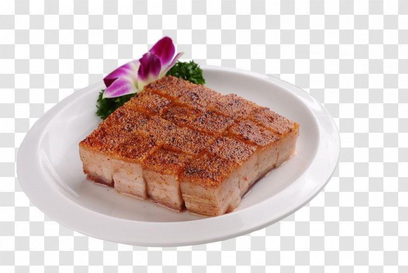 Siu Yuk Chinese Cuisine Meat - Pork On A Plate Transparent PNG