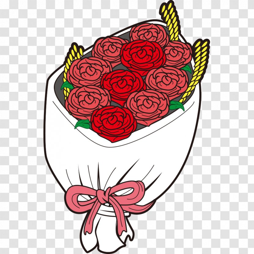 Beach Rose Floral Design Red Nosegay - Tree - A Bouquet Of Roses Transparent PNG