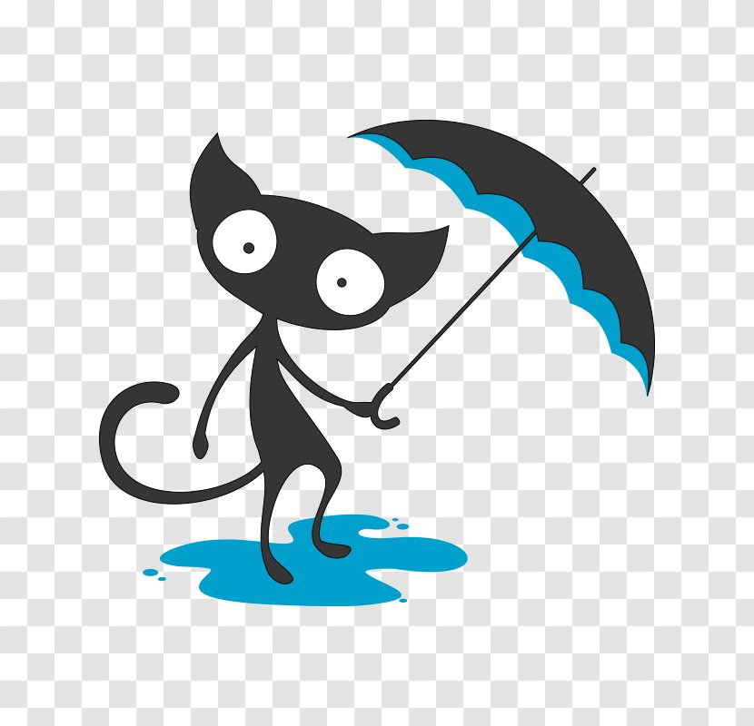 Cat Sticker Clip Art - Carnivoran - Hit The Umbrella Of Transparent PNG