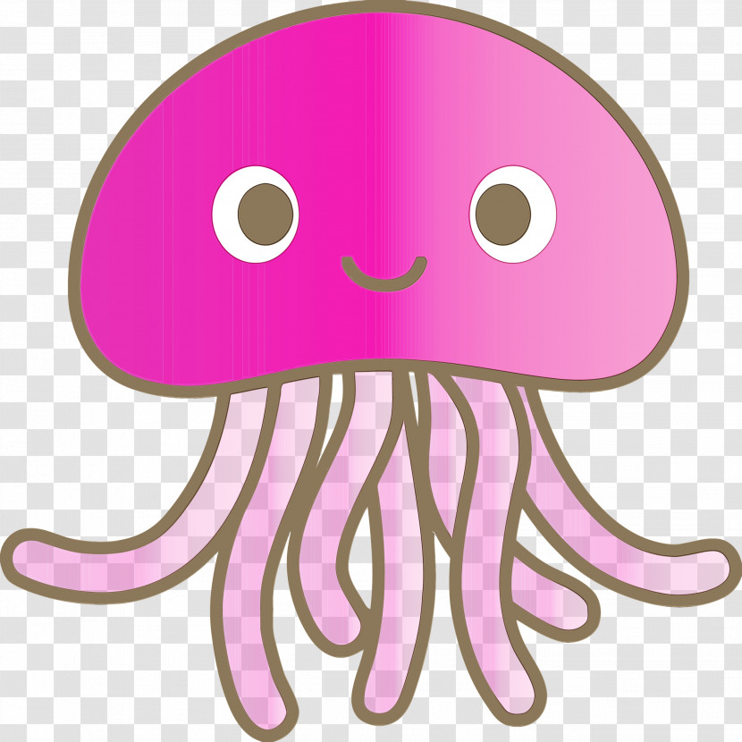 Pink Octopus Jellyfish Cartoon Nose Transparent PNG