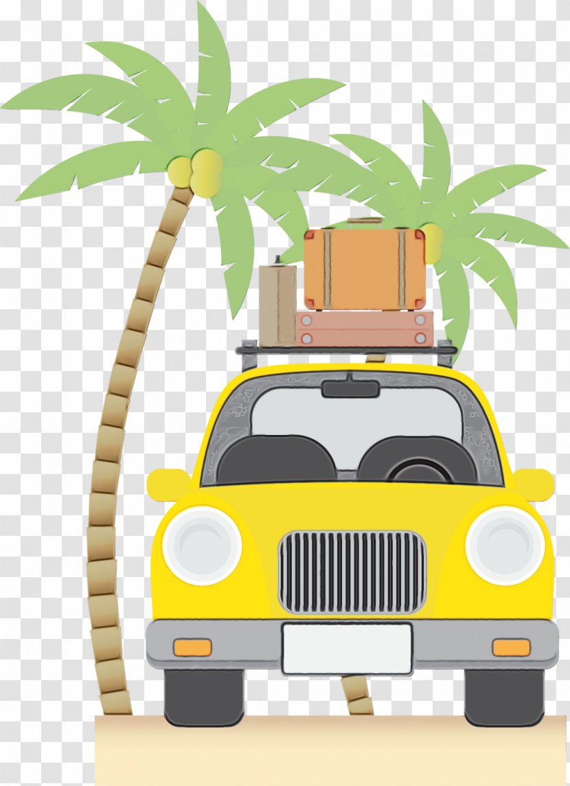 Summer Palm Tree - Cartoon - Compact Car Transparent PNG
