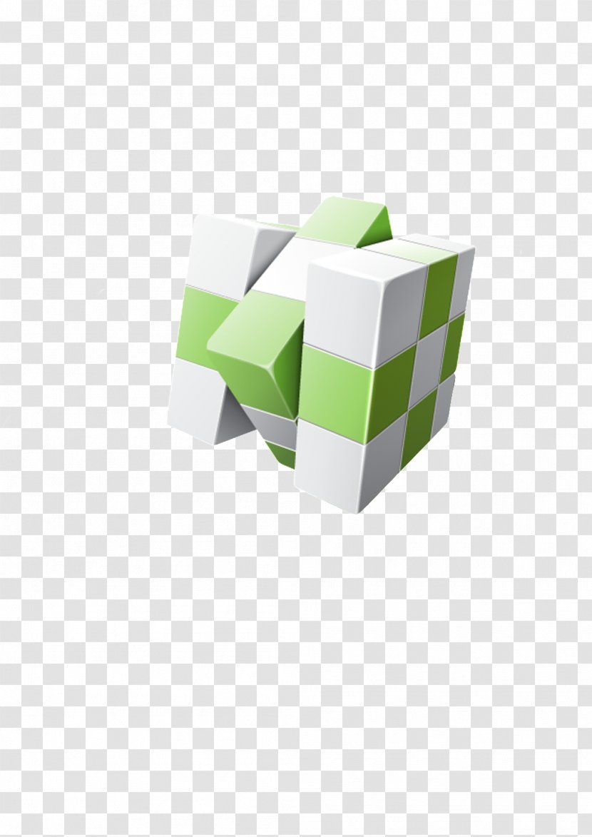 Rubiks Cube Three-dimensional Space - Green - Nine Grid Transparent PNG
