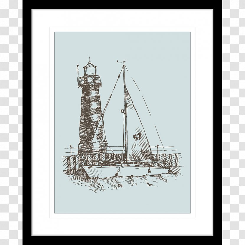 Drawing Sailing Ship - Black And White - Watercolor Duck Transparent PNG