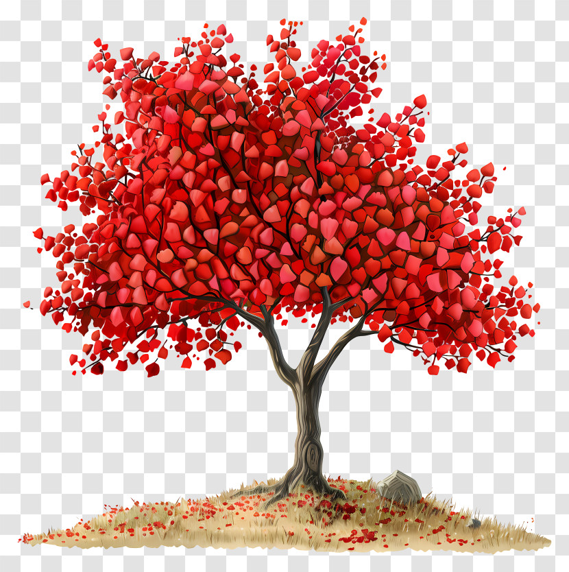 Autumn Tree - Beautiful Red Tree In Autumn Transparent PNG