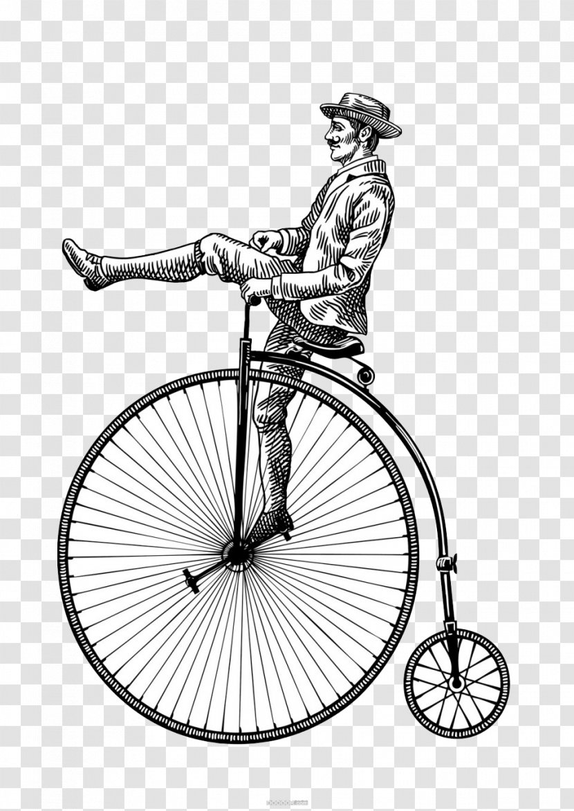 Black And White Bicycle Pedal Drawing - Part - Sketch Gentleman Bike Transparent PNG