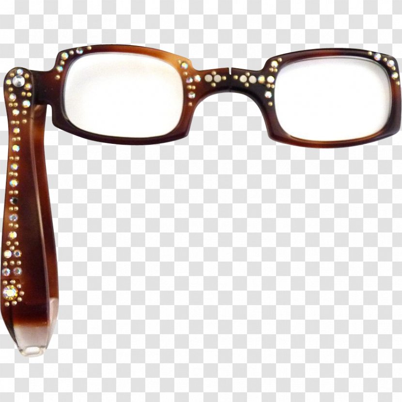 Glasses Goggles Pince-nez Bling-bling Imitation Gemstones & Rhinestones - Necklace - Brown Frame Transparent PNG