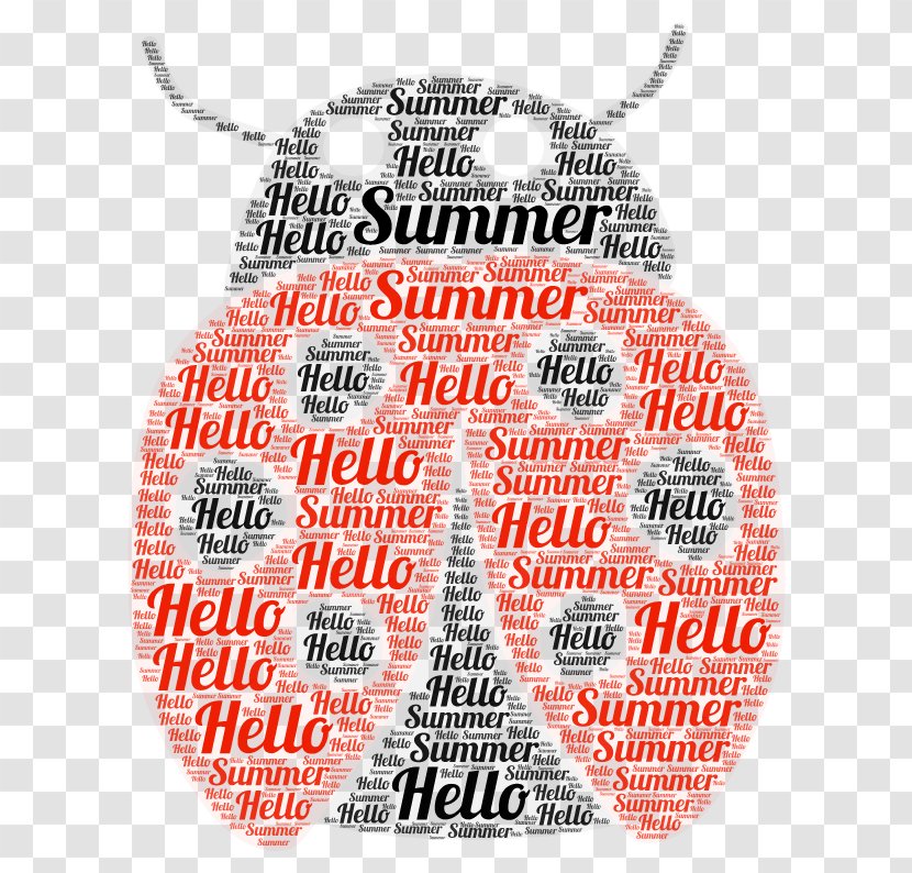 Summer Hello - Word - Orange Ladybird Beetle Transparent PNG