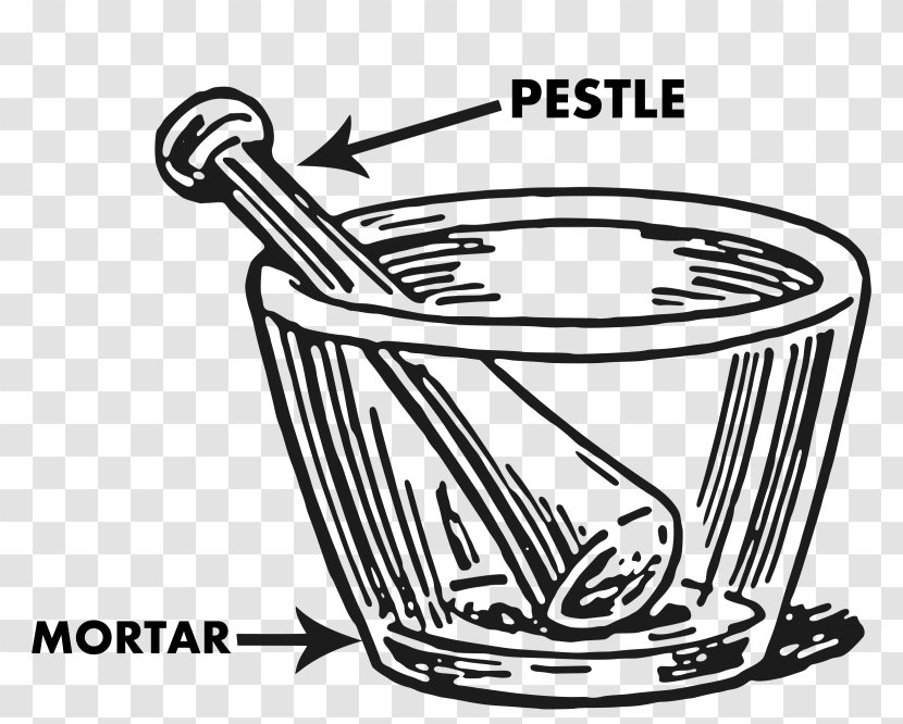 Mortar And Pestle Drawing Clip Art Image Tool - Black White Transparent PNG