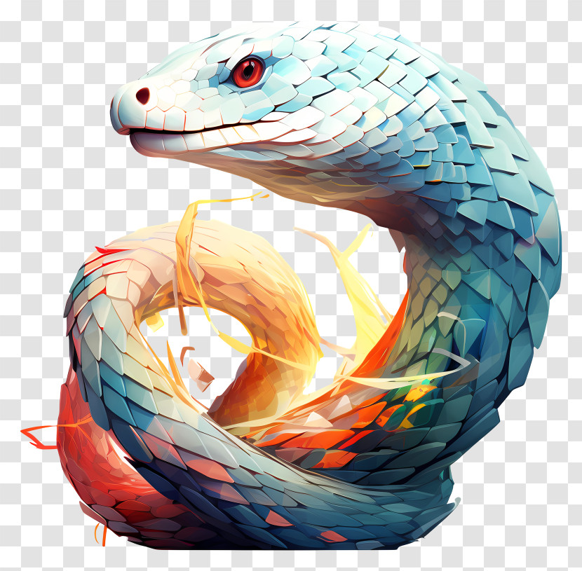 Serpent Day - Fantasy Blue And Red Snake Transparent PNG