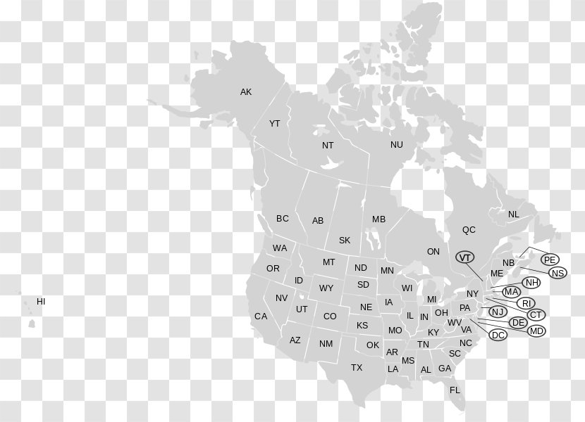 Canada–United States Border Blank Map - Collection - United Transparent PNG