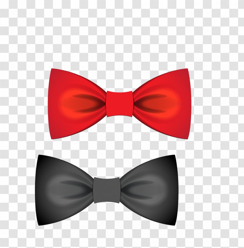 Bow Tie Euclidean Vector Satin Atlas Red - Shoelace Knot - Black Hairpin Transparent PNG