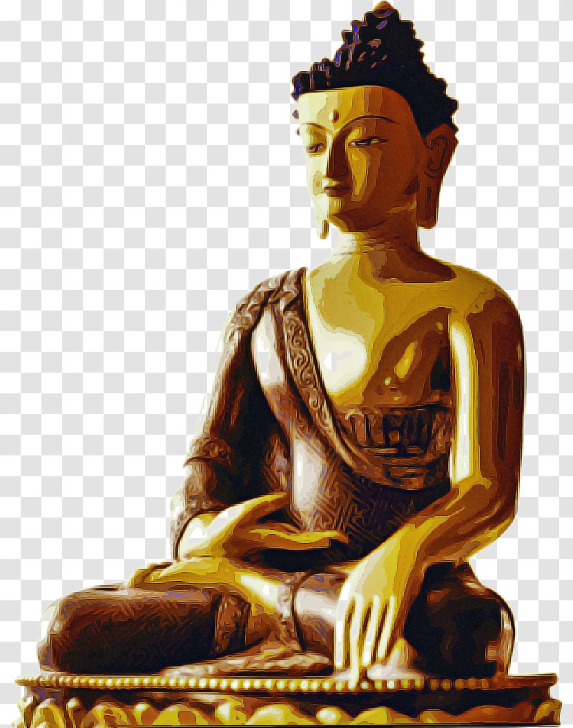 Buddha Cartoon - Metal Bronze Sculpture Transparent PNG