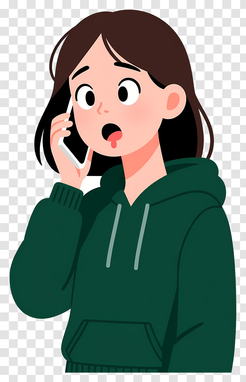 Cartoon Woman Surprised Smartphone - Surprised Girl On Phone Transparent PNG