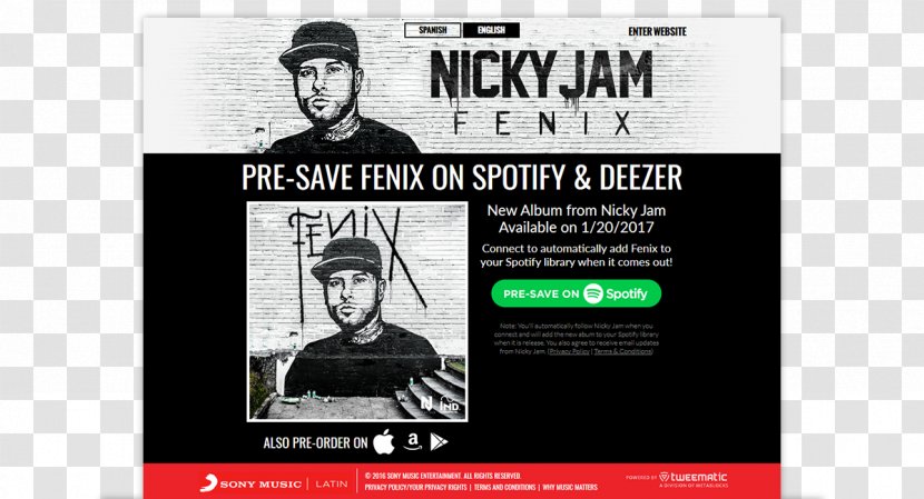 Spotify Poster Advertising Campaign Brand Application Programming Interface - Nicky Jam Transparent PNG