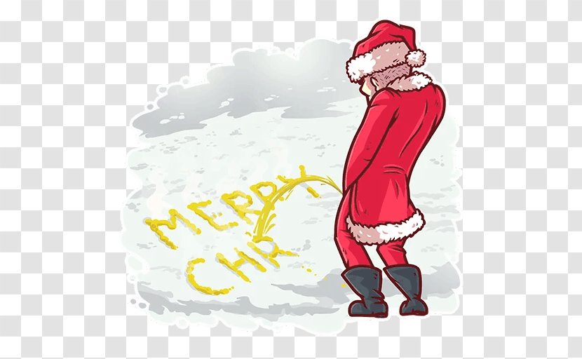 Santa Claus Telegram Christmas Sticker Text - Cartoon Transparent PNG