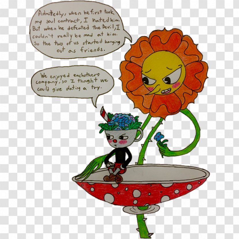 Cuphead Carnation Drawing Cartoon Plant - Fictional Character - CARNATION Transparent PNG