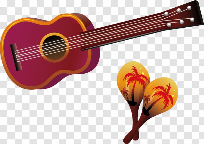 Maraca Musical Instrument Photography Illustration - Watercolor - Violin And Coconut Trees Transparent PNG