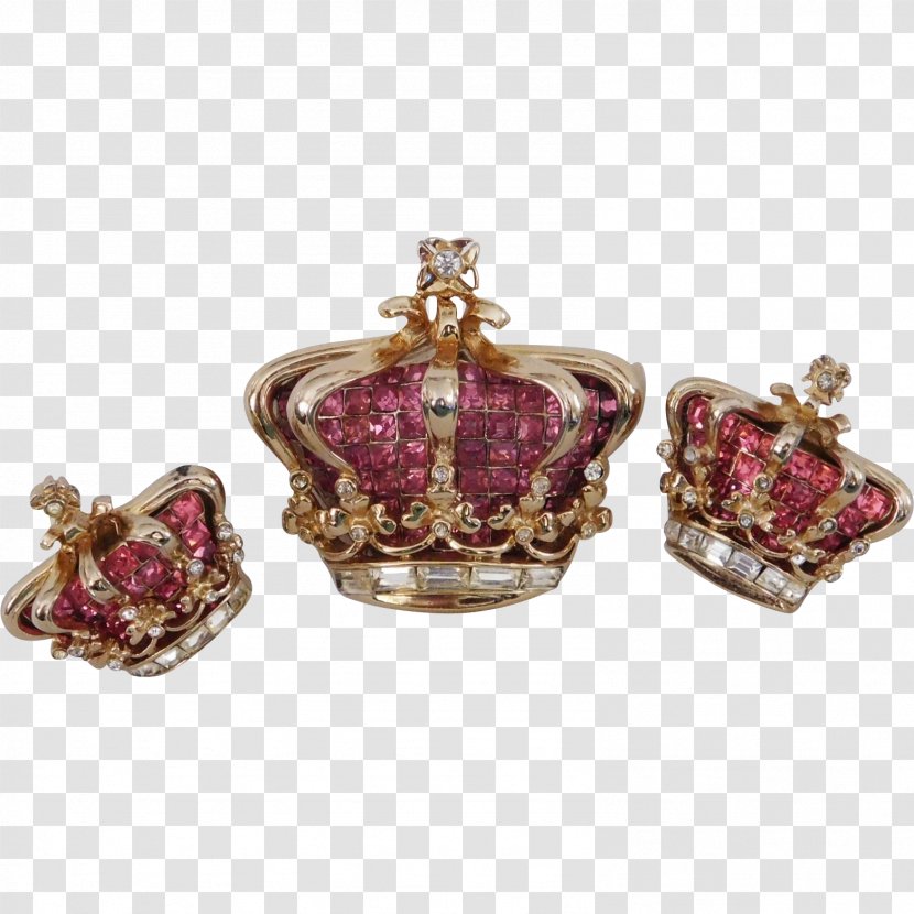 Earring Ruby Golden Jubilee Diamond Brooch Crown - Gemstone Transparent PNG
