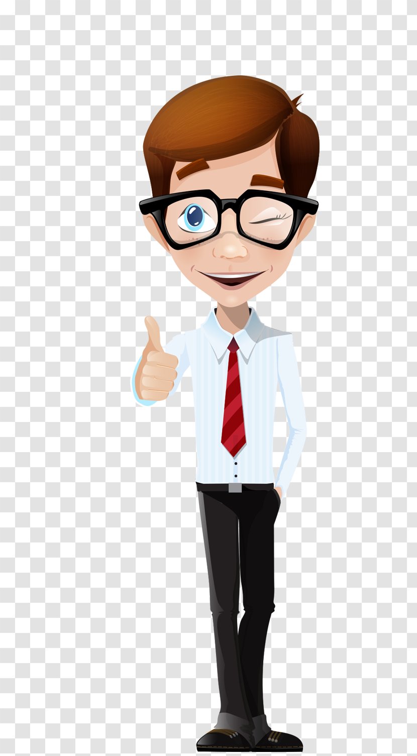 Cartoon Nerd Man Glasses - White Collar Worker - Business People Transparent PNG