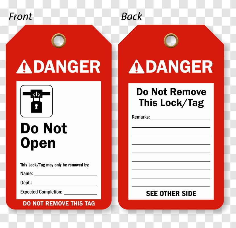 Lockout-tagout Energy Conservation Hazard Safety - Plastic - LOCK OUT Transparent PNG