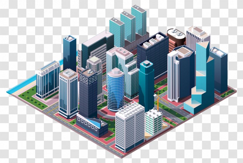 Isometric Projection Royalty-free Building Illustration - Engineering - Business Center Housing Construction Transparent PNG