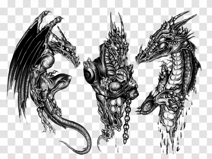 Sleeve Tattoo Black-and-gray Dragon Artist - Supernatural Creature - 3D Design Transparent PNG