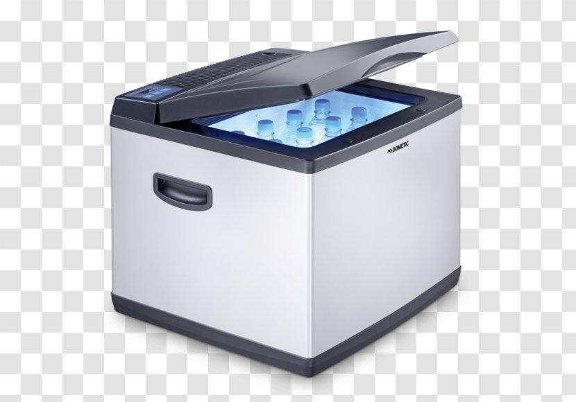 Dometic Group WAECO CoolFun CK 40D Hybrid - 230 Voltstik - RefrigeratorWidth: 52 CmDepth: 51.5 CmHeight: 45.4 Cm38 LitresPortableClass A+Silver/black CoolerRefrigerator Transparent PNG