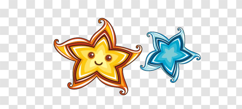 Moon Sun Painting Star - Invertebrate - Starfish Material Vector Illustration Transparent PNG