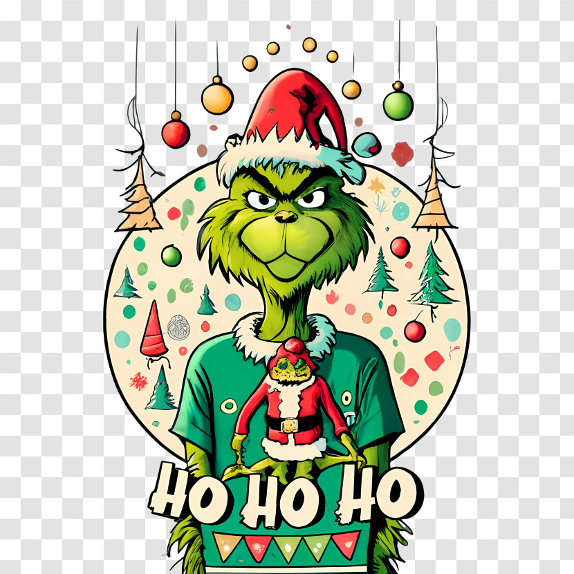 Christmas Grinch - Green Grinch With Santa Hat Transparent PNG