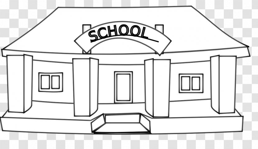School Black And White Escuela Clip Art - Home - Building Cliparts Transparent PNG
