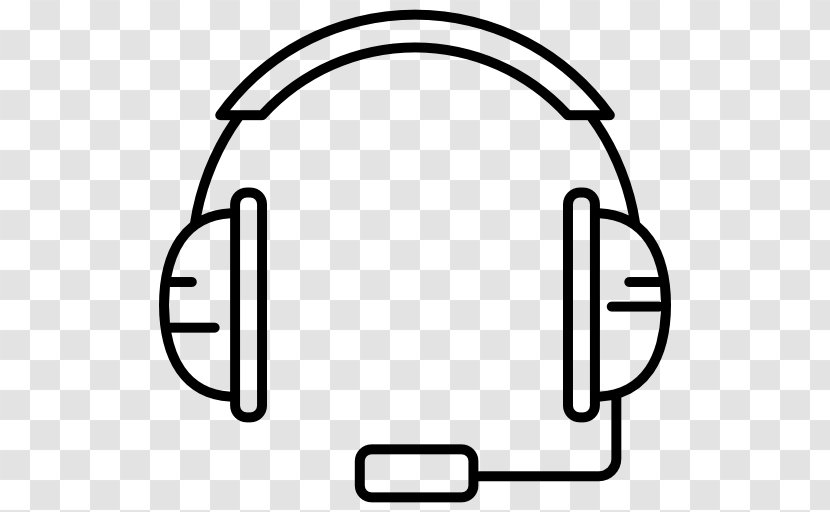 Microphone Headphones - Black And White Transparent PNG