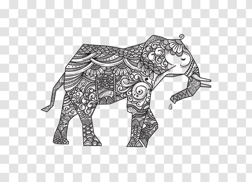 Indian Elephant African Drawing - Work Of Art - Design Transparent PNG
