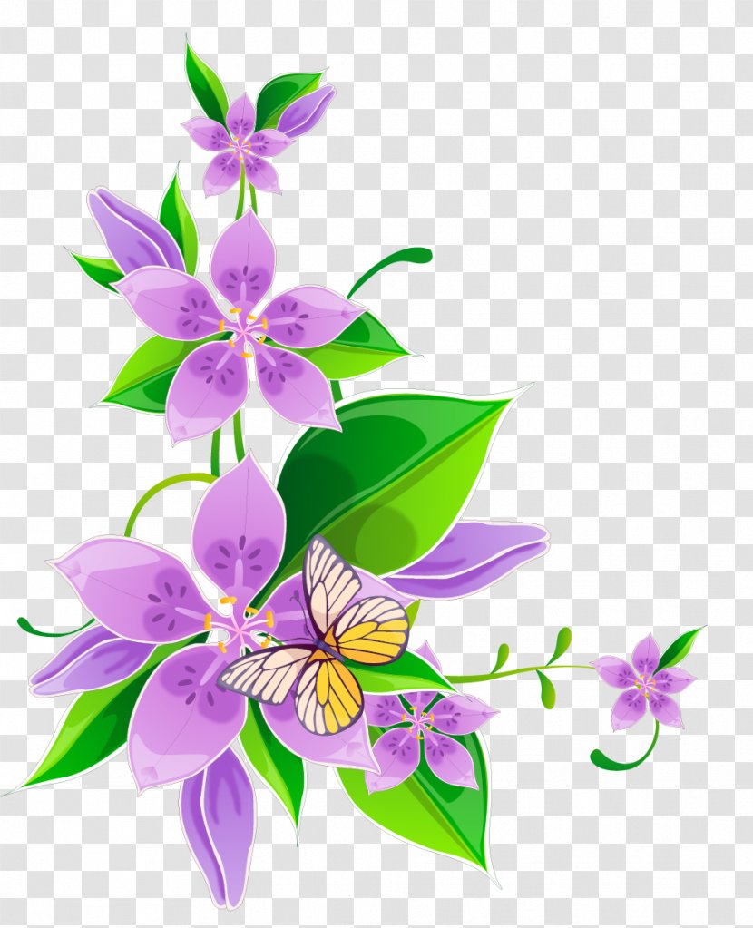 Flower Purple Drawing Clip Art - Flora - Corner Flowers Transparent PNG