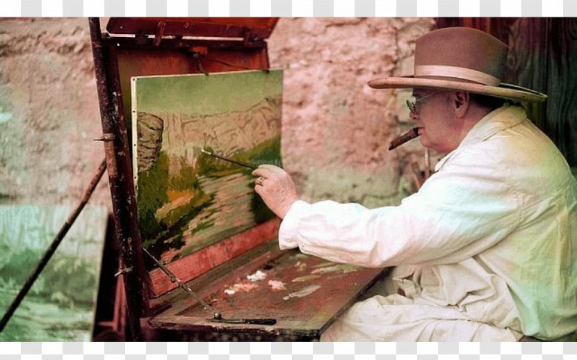Oil Painting Winston Churchill As Painter A Pastime The Goldfish Pool At Chartwell - Watercolor Transparent PNG
