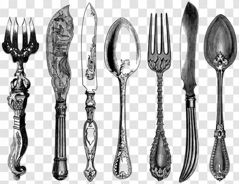 Knife Fork Spoon Cutlery Antique - Metal Table Transparent PNG