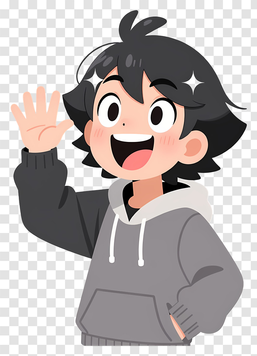 Pokemon Goh - Boy In Gray Hoodie Waving Transparent PNG