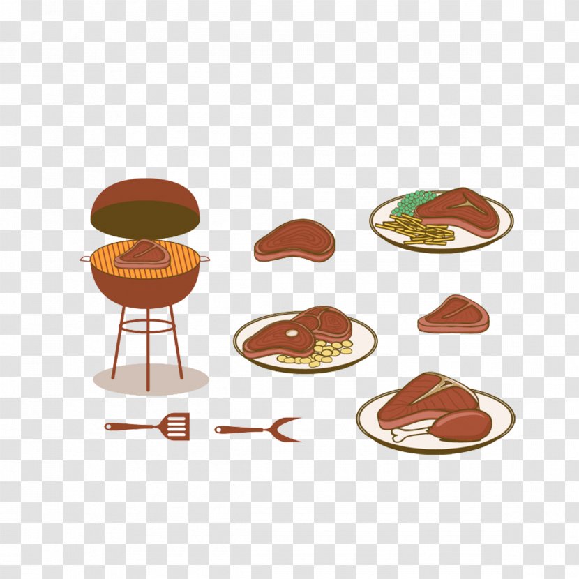 Barbecue Beefsteak Chophouse Restaurant Meat - Orange - Painted Grill Transparent PNG