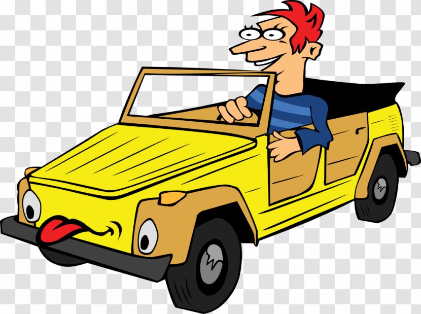 Cartoon Clip Art - Yellow - Driving Car Clipart Transparent PNG