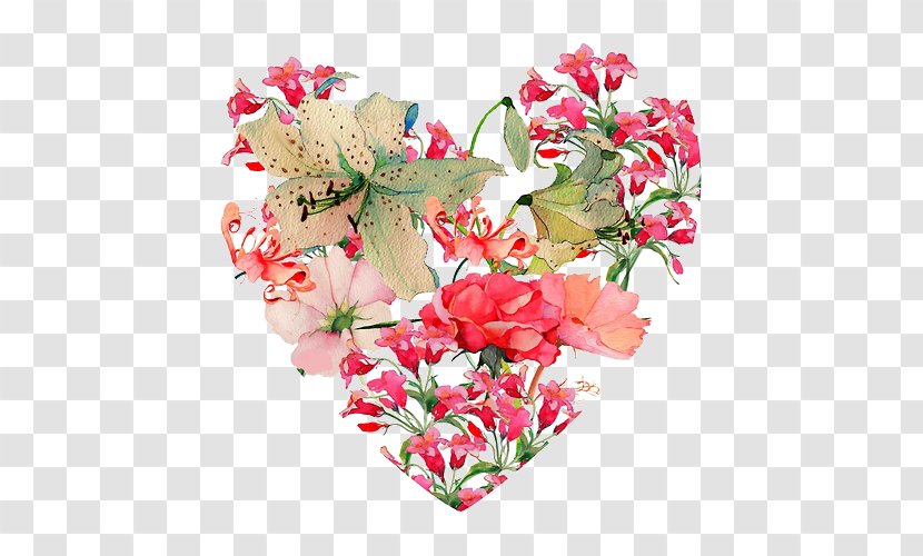 Flower Heart Valentine's Day - Cut Flowers - HEART FLOWER Transparent PNG