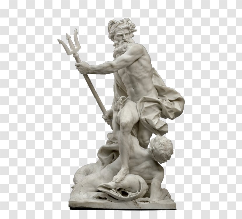 Statue Neptune Calming The Waves Classical Sculpture Figurine - Bronze Transparent PNG
