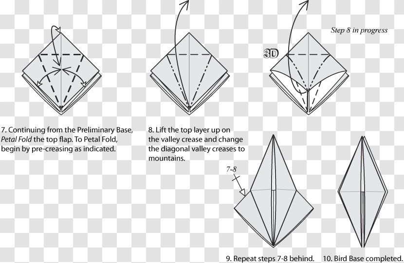 Bases Classiques De L'origami Bird Crane Paper - Origami Transparent PNG