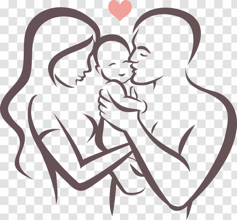 Father Symbol Stock Illustration - Heart - Vector Line Drawing Happy Family Transparent PNG
