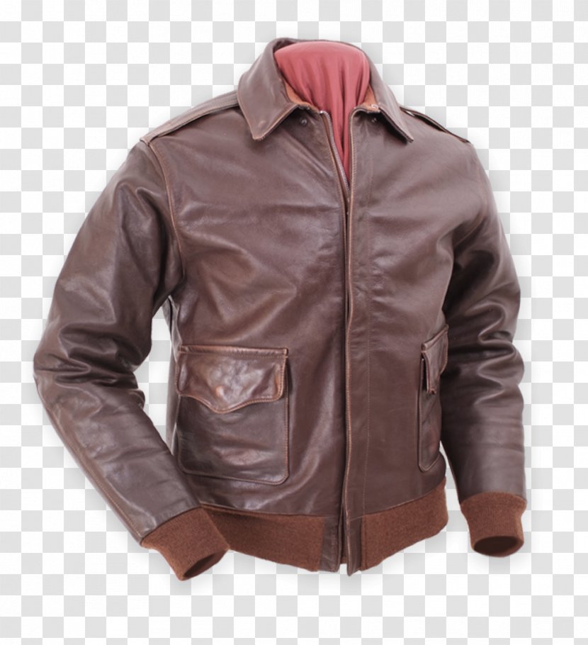 Leather Jacket A-2 Flight Clothing - Textile Transparent PNG