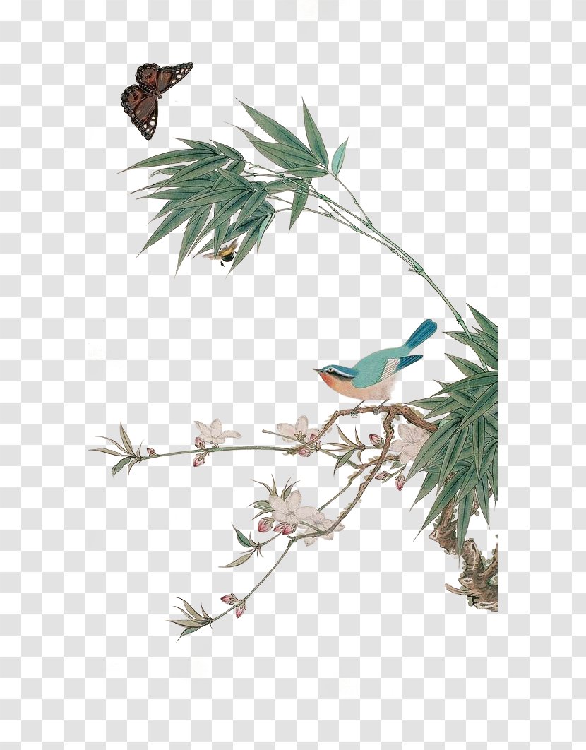 China Gongbi Chinese Painting Bird-and-flower - Shan Shui - Bamboo Leaves Transparent PNG