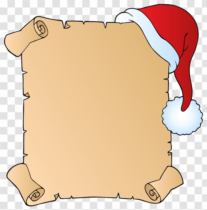 Santa Claus Christmas Wish List Clip Art - Royaltyfree - The Hat Is Hung On Box Transparent PNG