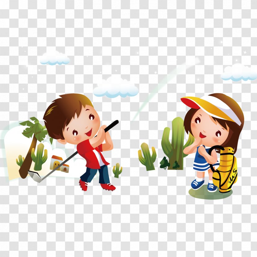 Golf Child Cartoon Illustration - Happiness - Children Vector Material Motion Transparent PNG