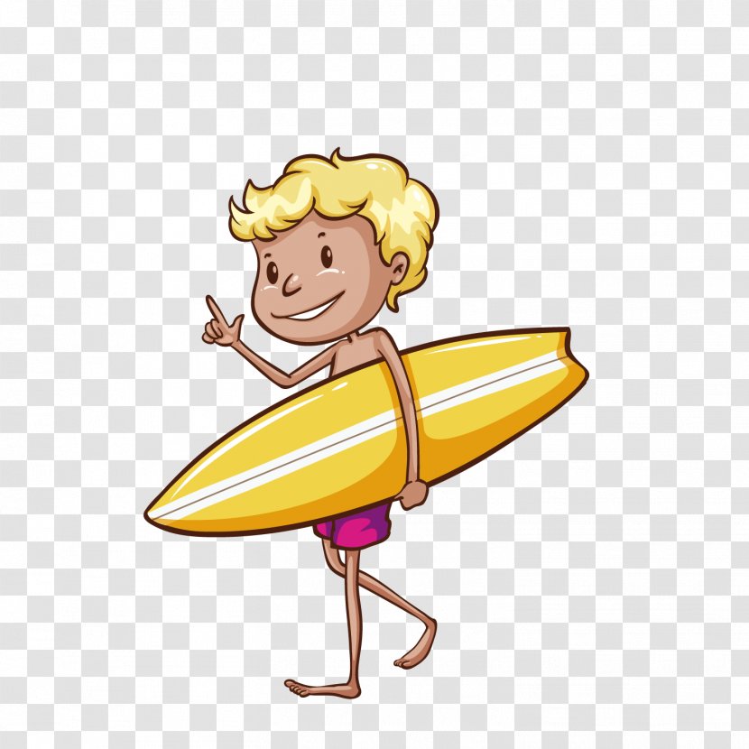 Drawing Beach Sketch - Royaltyfree - Vector Cartoon Boy Surfing Transparent PNG