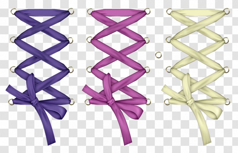 Shoelaces Corset Ribbon Necktie - Pink Transparent PNG
