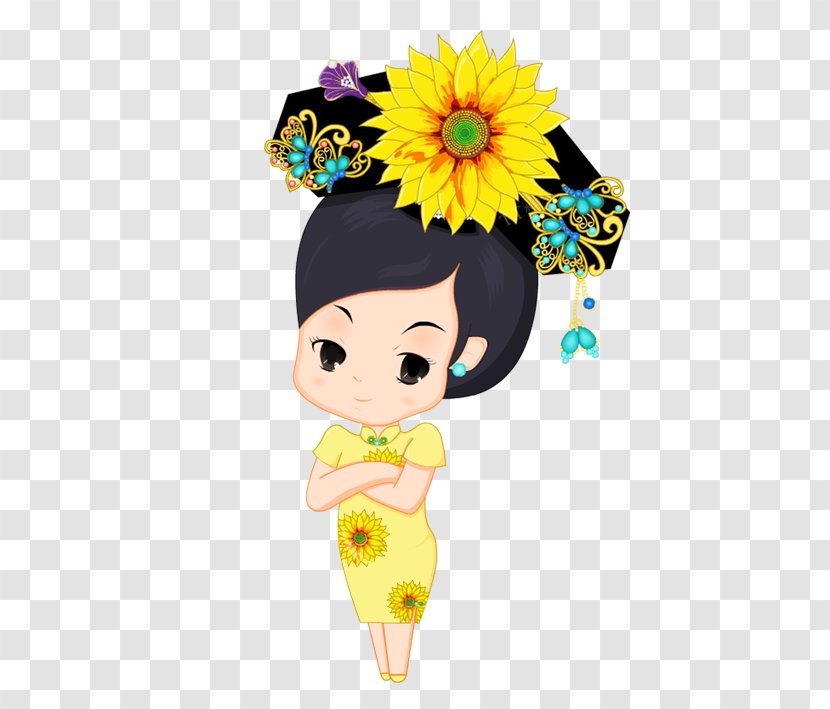 Cartoon Q-version Drawing - Silhouette - Yellow Doll Transparent PNG