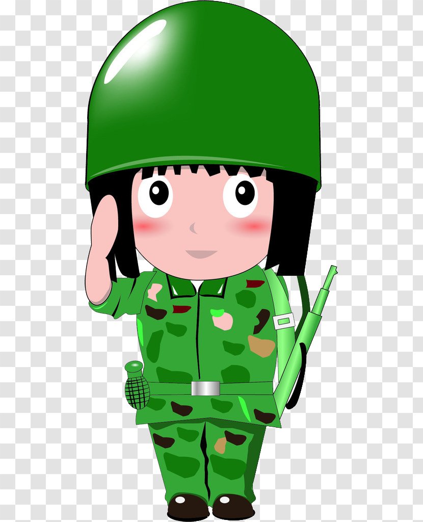Cartoon Q-version Femmes Dans Larmxe9e - Smile - Salute The Soldiers Transparent PNG
